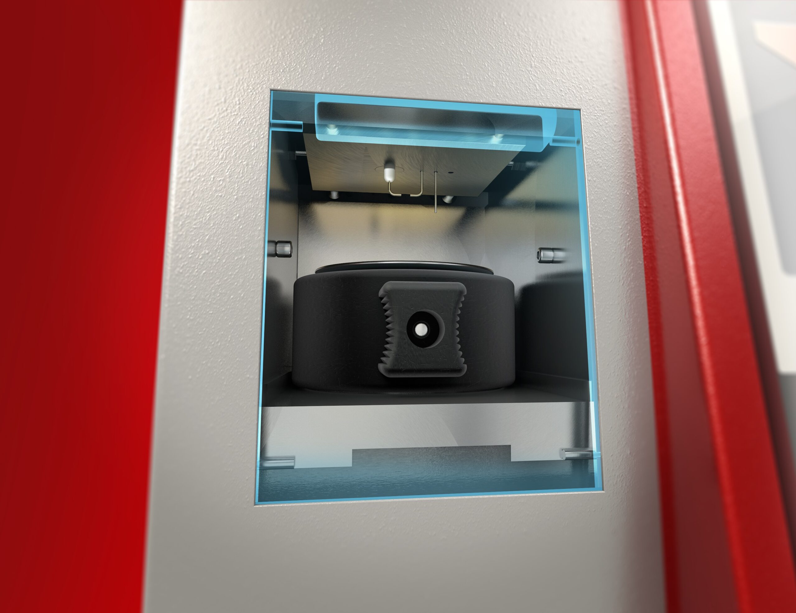 Close-up view of the open test chamber on the ERAFLASH flash point tester ready for sample measurement