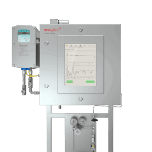 Front view of ERAVAP ONLINE process vapor pressure analyzer displaying its touchscreen start screen