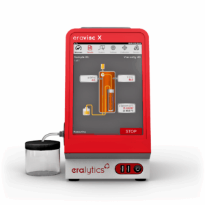 Front view of the ERAVISC X multi-temperature kinematic viscometer and density meter