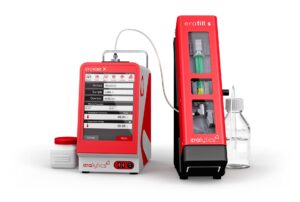 ERAFILL S autosampler module connected to ERAVISC X viscometer for automated sample testing